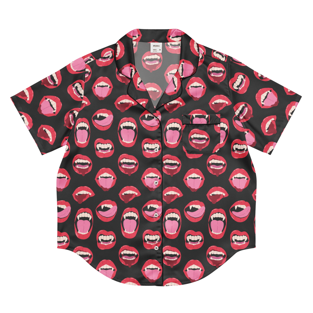 Vampire Kiss Silky Pajama Top Goth Cloth Co.
