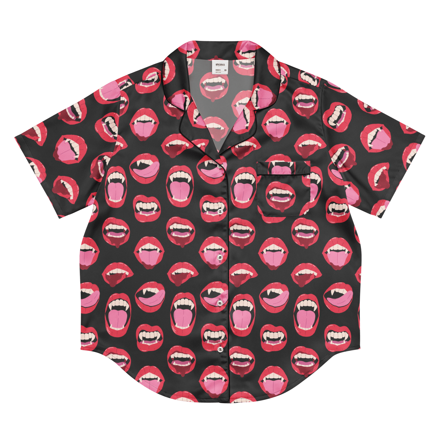 Vampire Kiss Silky Pajama Top Goth Cloth Co.