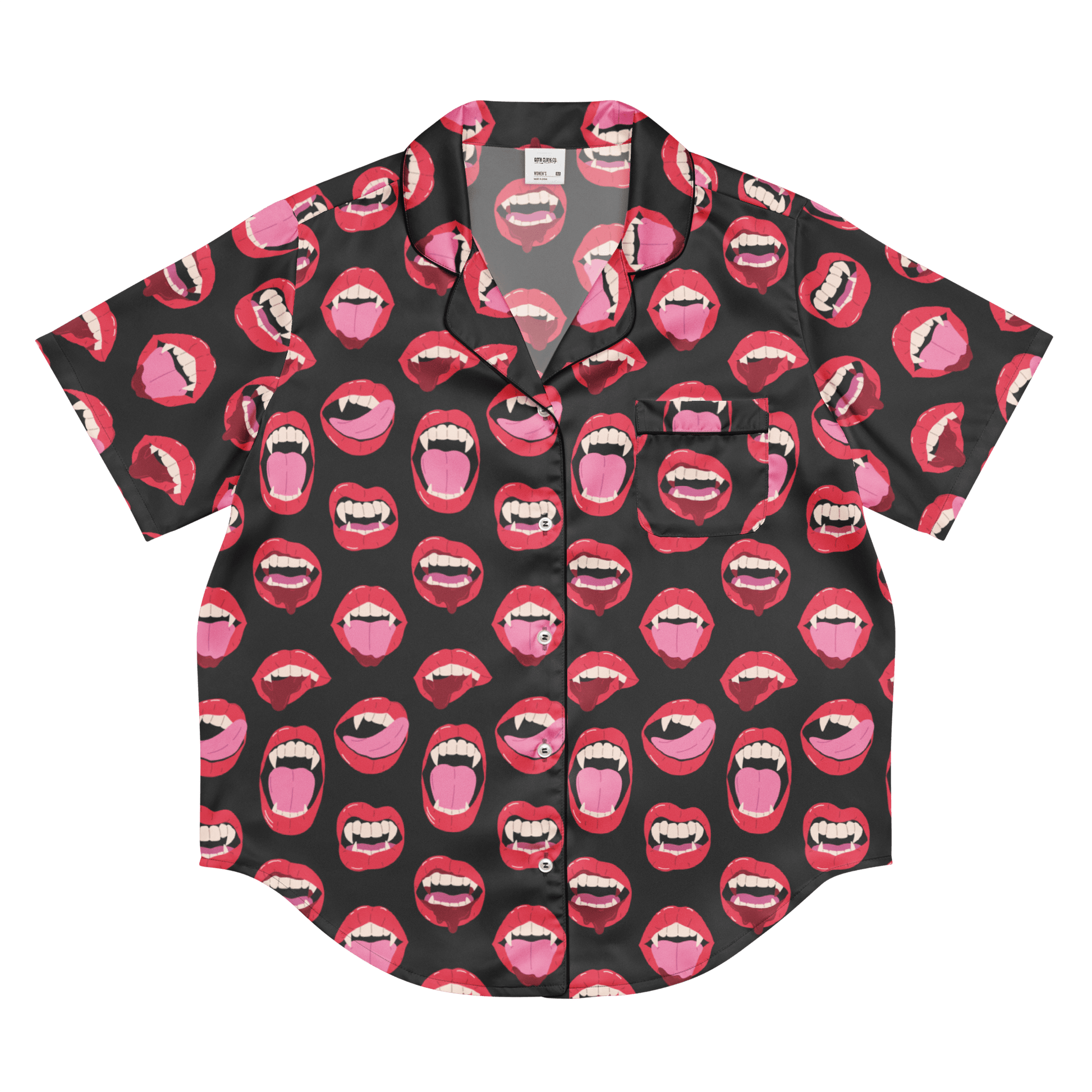 Vampire Kiss Silky Pajama Top Goth Cloth Co.