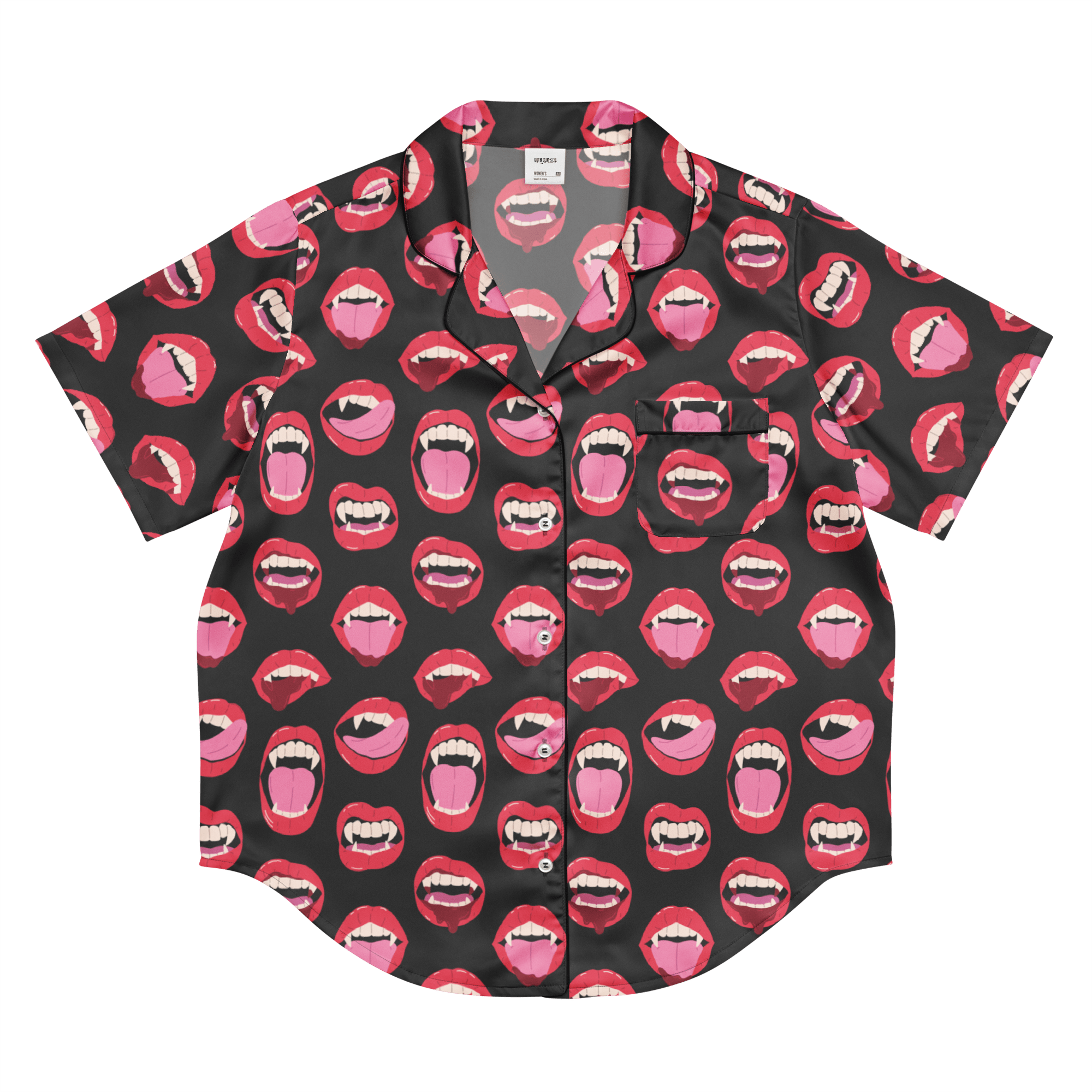 Vampire Kiss Silky Pajama Top Goth Cloth Co.
