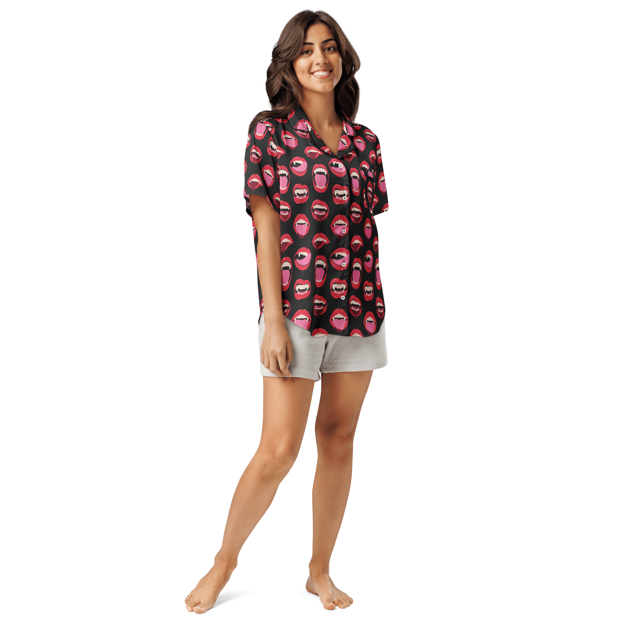Vampire Kiss Silky Pajama Top Goth Cloth Co.