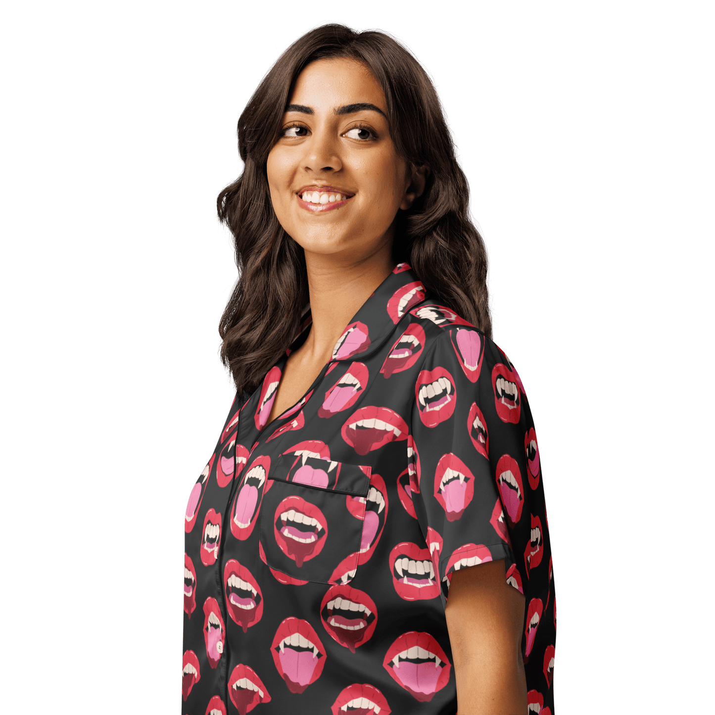 Vampire Kiss Silky Pajama Top Goth Cloth Co.