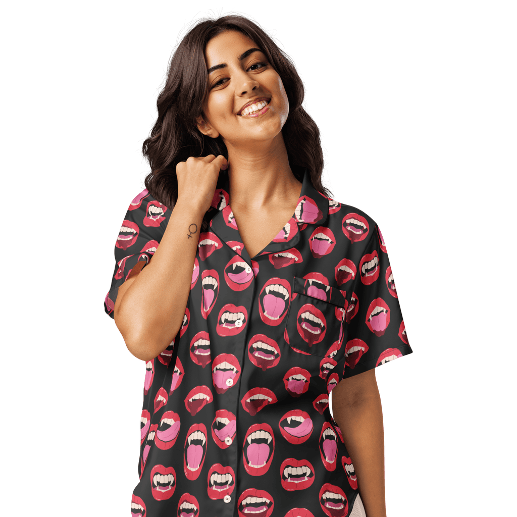 Vampire Kiss Silky Pajama Top Goth Cloth Co.