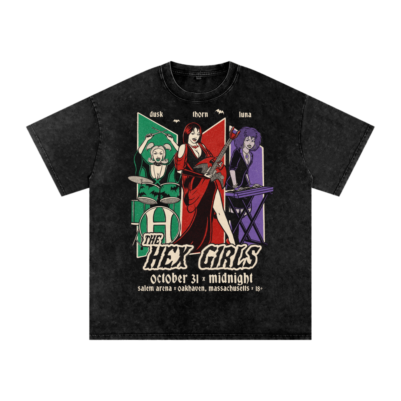 Vintage Hex Girls Acid Wash Oversized Tee Goth Cloth Co.