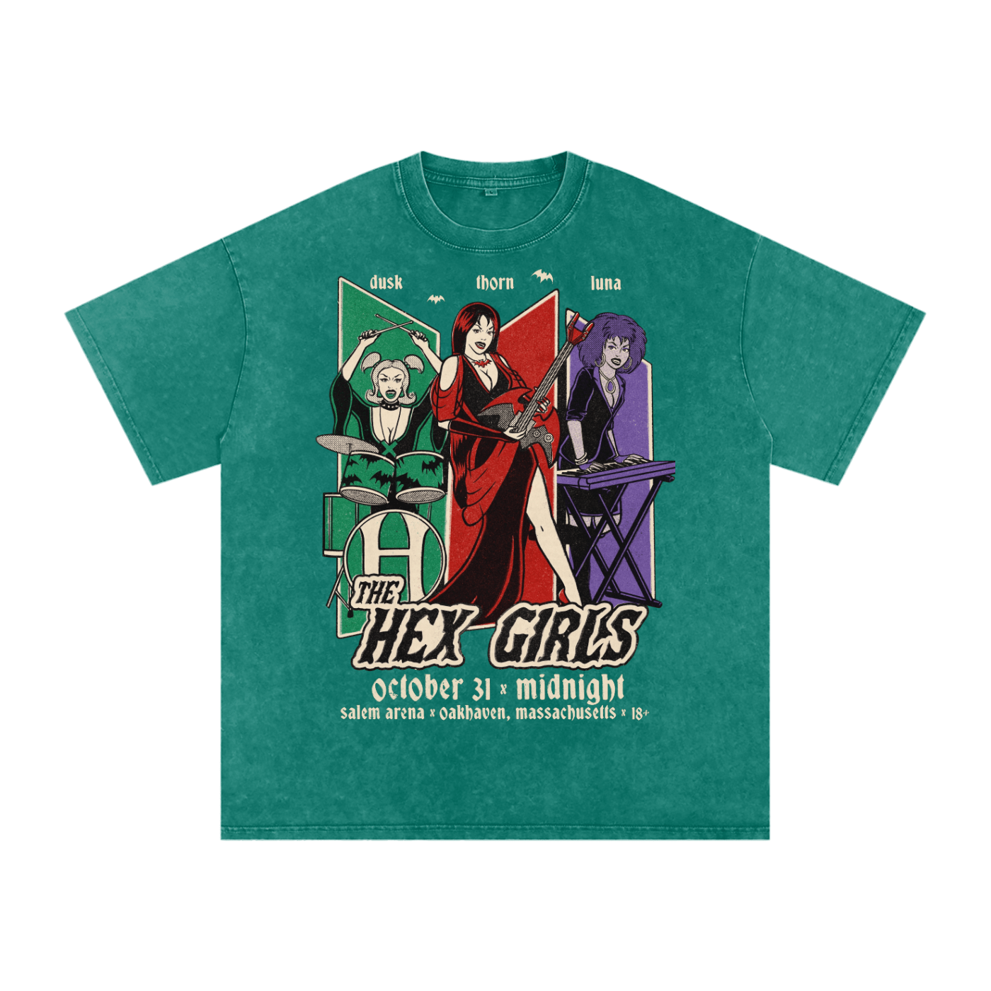 Vintage Hex Girls Acid Wash Oversized Tee Goth Cloth Co.