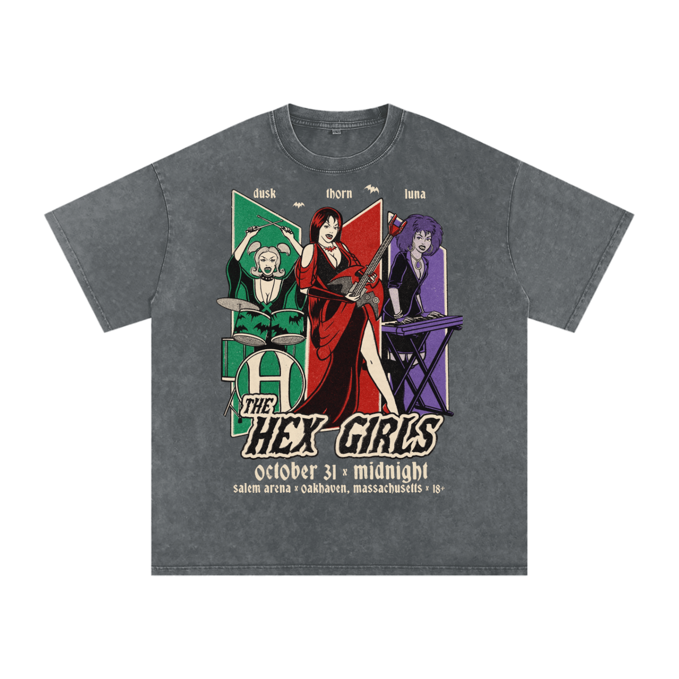 Vintage Hex Girls Acid Wash Oversized Tee Goth Cloth Co.