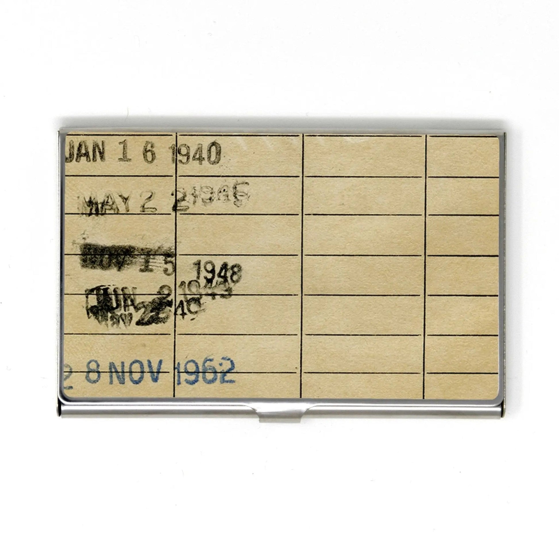 Vintage Library Card Business Card Case - Book Business Card Holder Joyful Moose