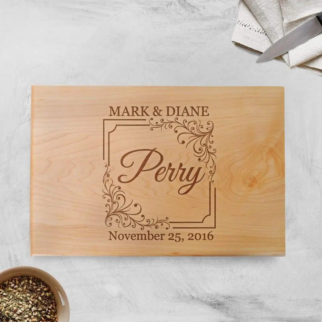 Personalized Engraved Maple or Walnut Cutting Board - Unique Wedding Gift Ideas Joyful Moose