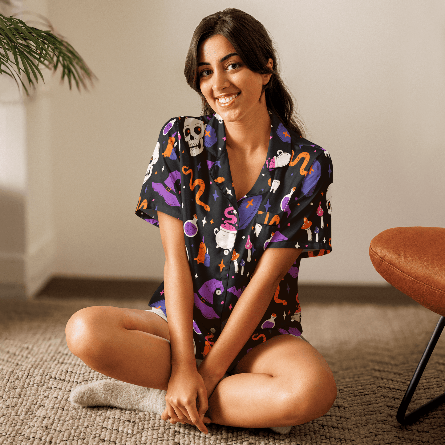 Witch's Whimsy Silky Pajama Top Goth Cloth Co.