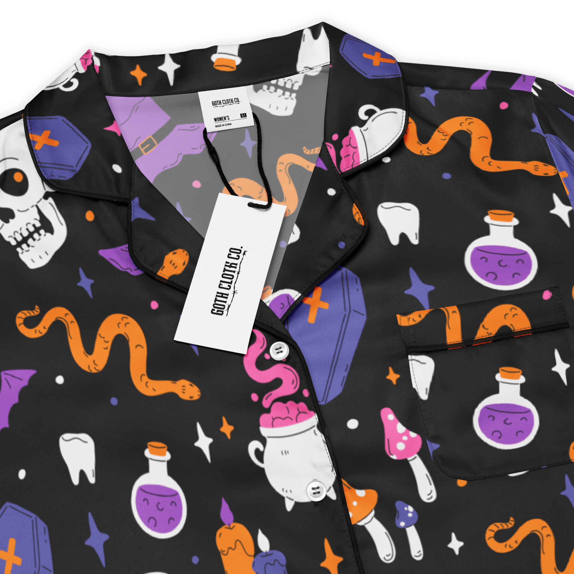 Witch's Whimsy Silky Pajama Top Goth Cloth Co.