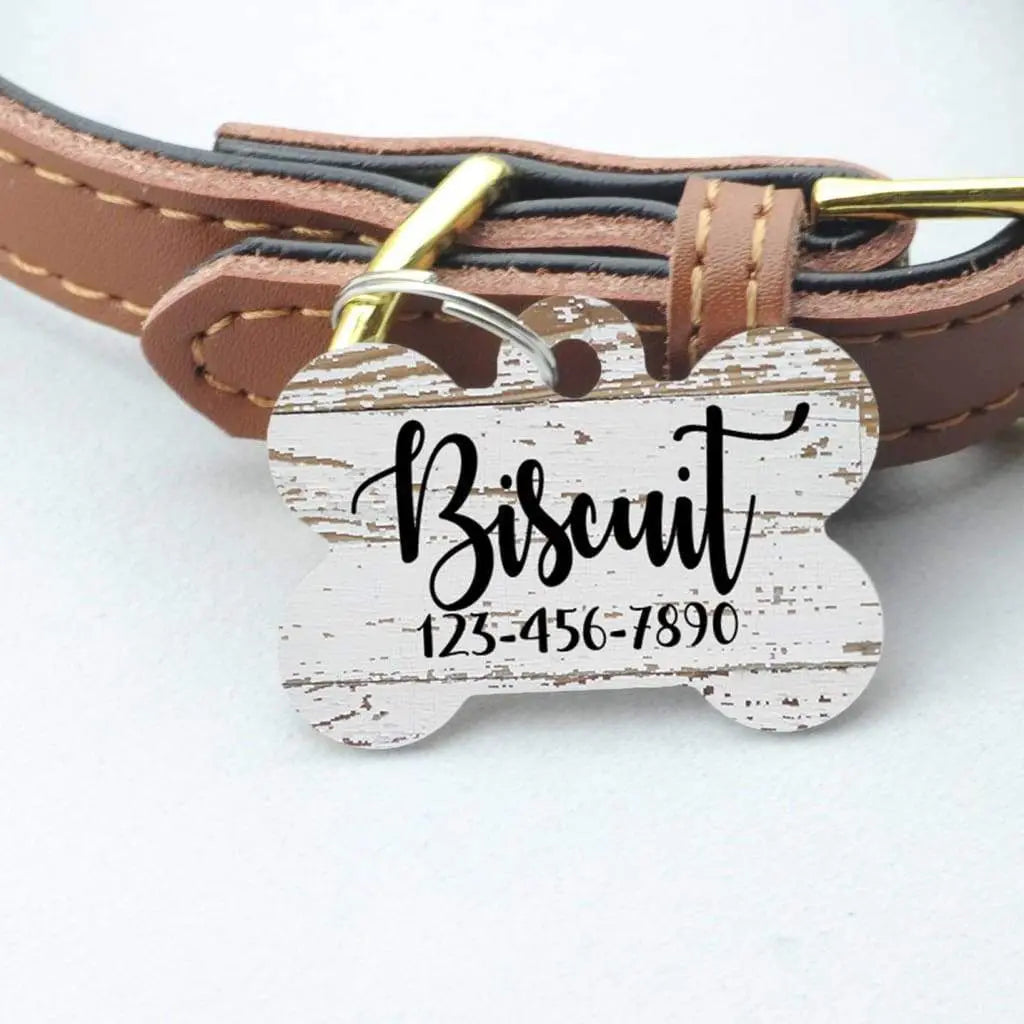 Wood Grain Pet ID Tag Joyful Moose