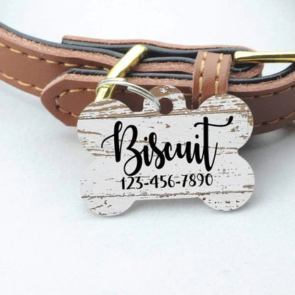 Wood Grain Pet ID Tag Joyful Moose