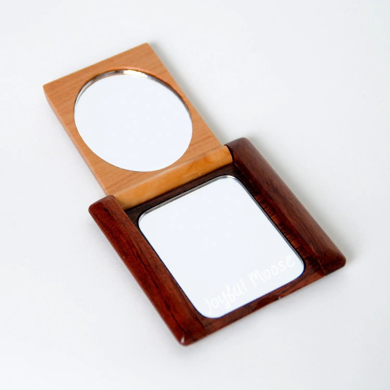 Wood Personalized Pocket Mirror - Personalized Bridesmaid Gift - Personalized Compact Mirror Joyful Moose